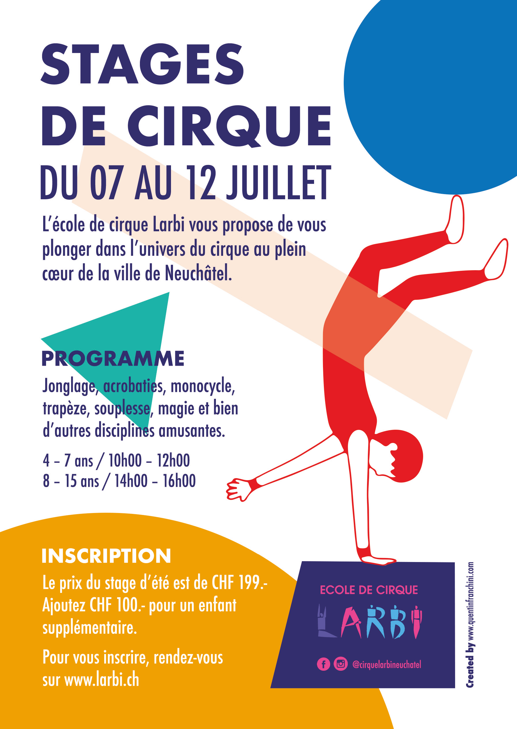 Stages de cirque d’été 2019 – Ecole de cirque Larbi